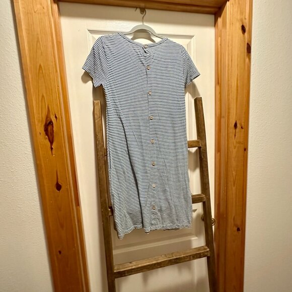 Faherty Blue and White Striped Button Back Dress M - Picture 3 of 3